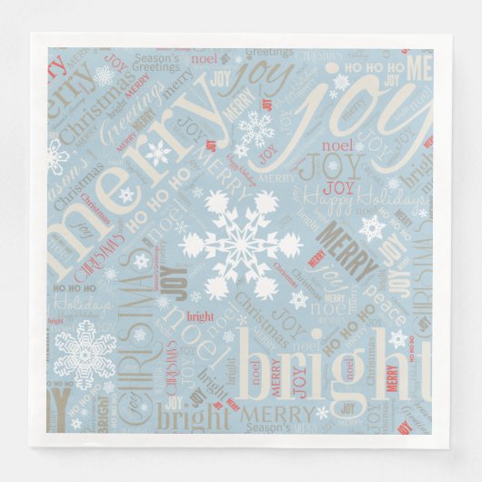 Kersttekst en Snowflake Pattern Blue ID257 Servetten (Voorkant)