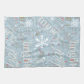 Kersttekst en Snowflake Pattern Blue ID257 Theedoek (Horizontaal)