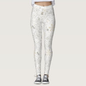 Kersttekst en Snowflake Pattern Gold ID257 Leggings (Voorkant)