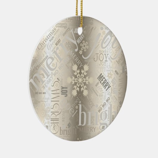 Kersttekst en Snowflake Pattern ID257 Keramisch Ornament (Rechts)