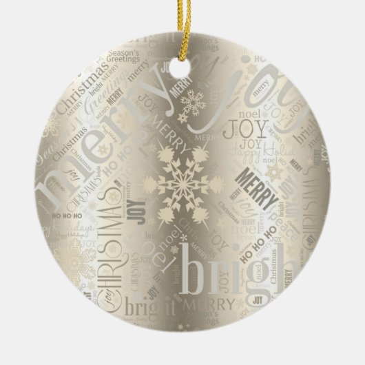 Kersttekst en Snowflake Pattern ID257 Keramisch Ornament (Voorkant)