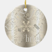 Kersttekst en Snowflake Pattern ID257 Keramisch Ornament (Achterkant)