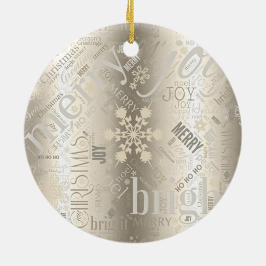 Kersttekst en Snowflake Pattern ID257 Keramisch Ornament (Achterkant)
