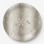 Kersttekst en Snowflake Pattern ID257 Papieren Bordje (Voorkant)