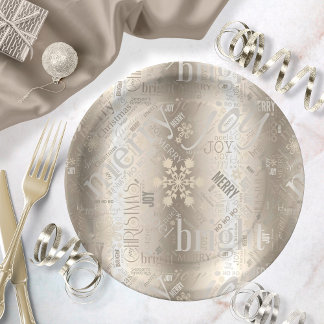 Kersttekst en Snowflake Pattern ID257 Papieren Bordje
