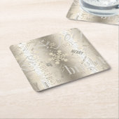 Kersttekst en Snowflake Pattern ID257 Vierkante Kartonnen Onderzetter (Schuin)