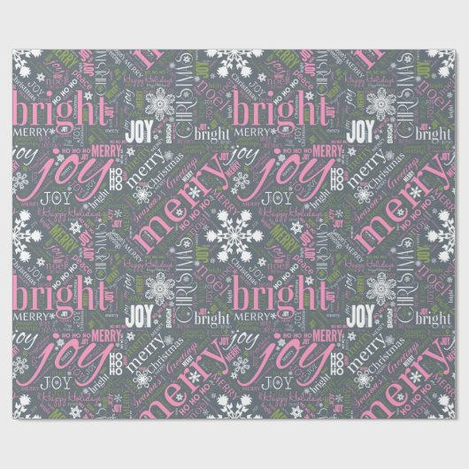 Kersttekst en Snowflake Pattern Slate ID257 Cadeaupapier (Vlak)