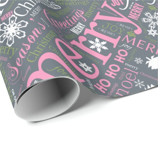 Kersttekst en Snowflake Pattern Slate ID257 Cadeaupapier (Rol Hoek)