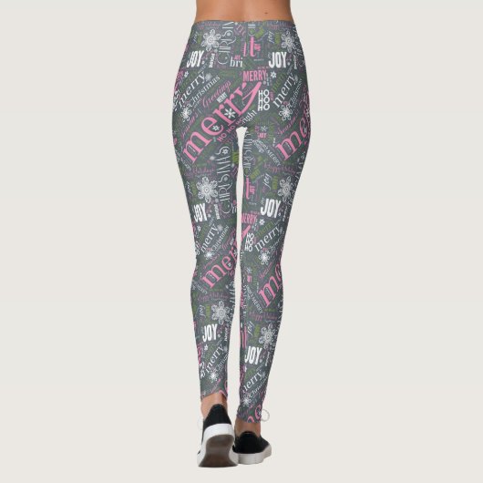 Kersttekst en Snowflake Pattern Slate ID257 Leggings (Achterkant)