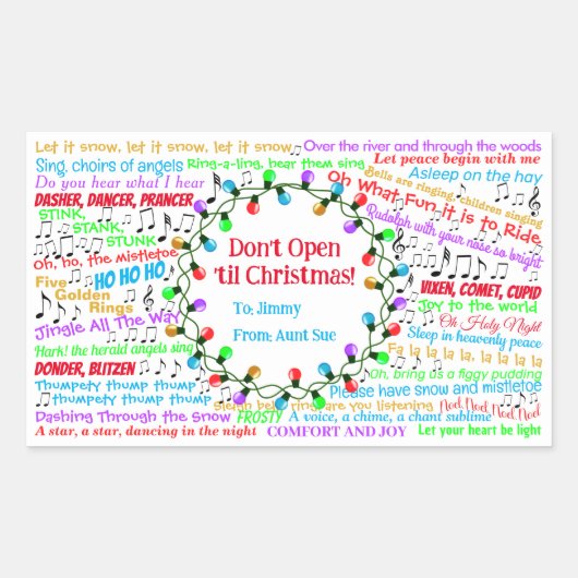 kersttekst rechthoekige sticker (Voorkant)