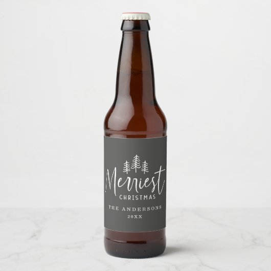 kersttende handgetrokken boom bier etiket (Voorkant)