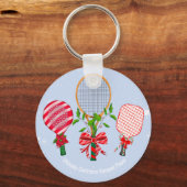 Kersttennis, paddleball, Pickleball Player Sleutelhanger (Voorkant)