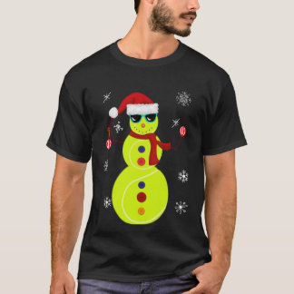 kersttennis Snowman Santa Hat Gift T-shirt