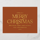 Kerstterracotta chic elegant miniem modern folie feestdagen briefkaart (Voorkant)