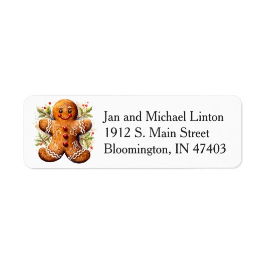 kerstterugzendadres Gingerbrood Man Etiket (Voorkant)