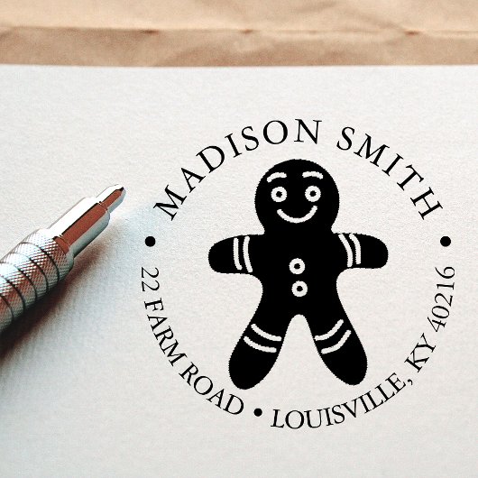 kerstterugzendadres Gingerbrood Man Zelfinktende Stempel