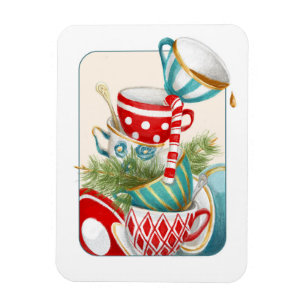 Kersttheatergezelschap en teacups magneet