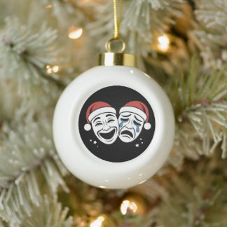 Kersttheatermaskers Komedie Tragedie Kerstmannenho Keramische Bal Ornament