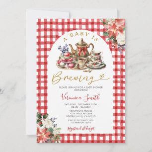 Kerstthee Een Baby is Brouwen Baby shower Bloemen Kaart