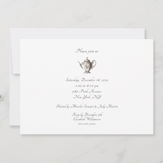 kerstthee-uitnodigingen kaart (Achterkant)