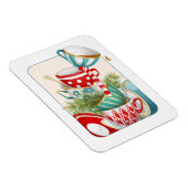 Kersttheeën Rode Groene Teacups Magneet (Rechterzijde)