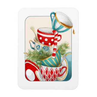 Kersttheeën Rode Groene Teacups Magneet