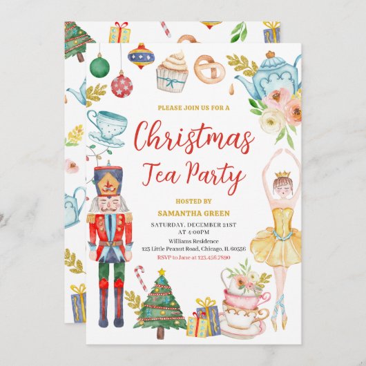 kersttheefeest kaart (Voorkant / Achterkant)