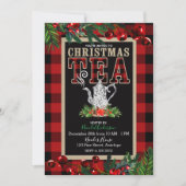 kersttheefeest Rustic Red Black Buffalo Pset Kaart (Voorkant)