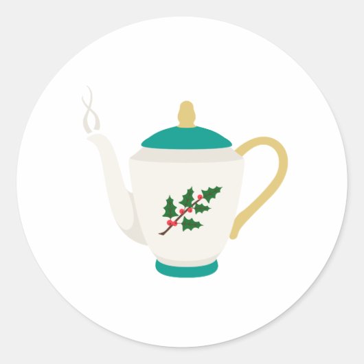kersttheepot ronde sticker (Voorkant)