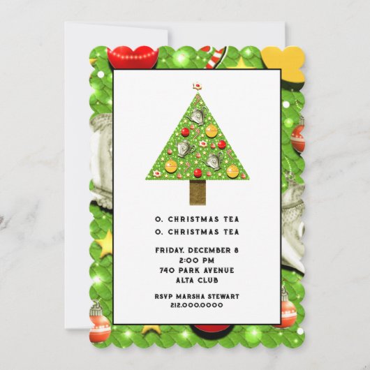 kersttheeuitnodiging kaart (Voorkant)