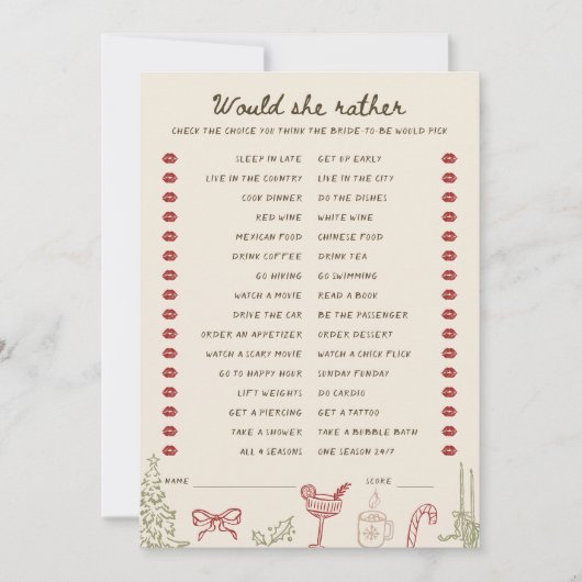 Kerstthema downloadbaar Zou ze liever Kaarten (Voorkant)