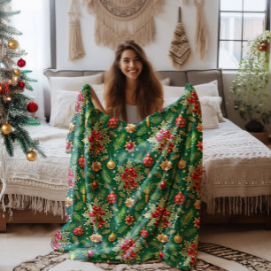 Kerstthema Feestelijke kleurrijke patroon Fleece Deken