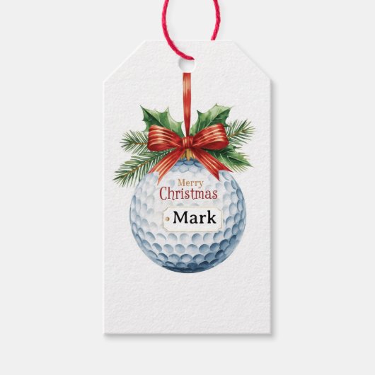 Kerstthema golfbal cadeaulabel (Voorkant)