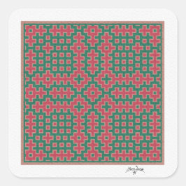 Kerstthema, Hitomezashi geïnspireerde Tegel Vierkante Sticker