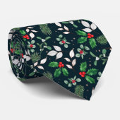 Kerstthema Holly, Mistletoe, Rode bessen Stropdas (Opgerold)