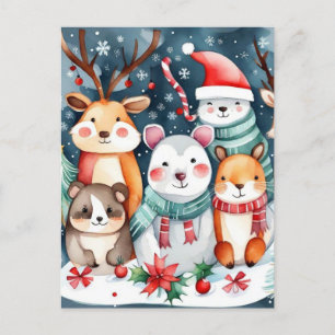 Kerstthema Kerst schattige dieren Briefkaart