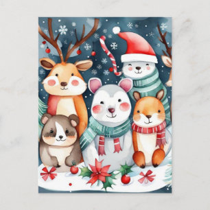 Kerstthema Kerst schattige dieren Feestdagenkaart