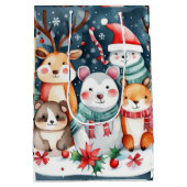 Kerstthema Kerst schattige dieren Medium Cadeauzakje (Achterkant)