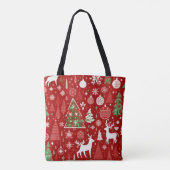 Kerstthema Kerstbomen sneeuwvlok Draagtas (Achterkant)