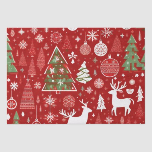 Kerstthema Kerstbomen sneeuwvlok Gift Label Tissuepapier (Voorkant)