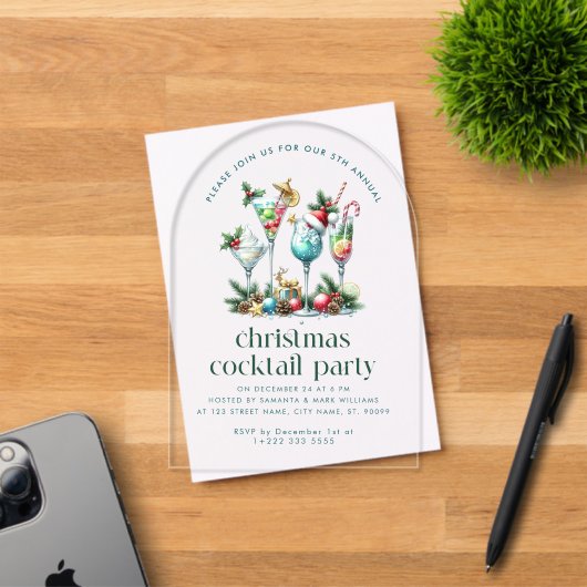 Kerstthema Kerstcocktail party Acryl Uitnodigingen (Insitu (Uitnodiging))
