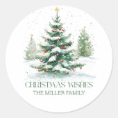 Kerstthema Kerstwensen Retro Typografie Ronde Sticker (Voorkant)