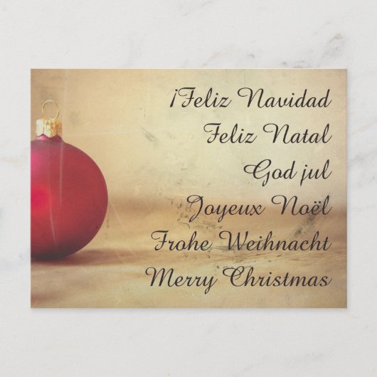 Kerstthema met kerstbal feestdagenkaart (Voorkant)