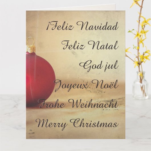 Kerstthema met kerstbal kaart (Gele Bloem)