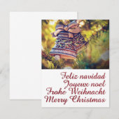 Kerstthema met twee bellen kaart (Voorkant / Achterkant)