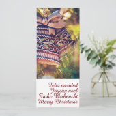 Kerstthema met twee bellen kaart (Staand voorkant)