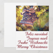 Kerstthema met twee belletjes kaart (Voorkant / Achterkant)