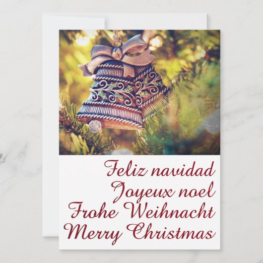 Kerstthema met twee belletjes kaart (Voorkant)