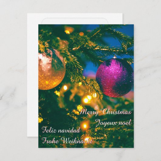 Kerstthema met twee kerstbal... kaart (Voorkant / Achterkant)