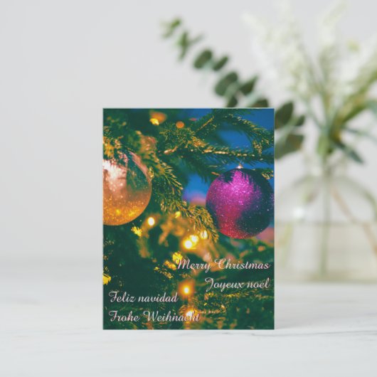 Kerstthema met twee kerstbal... kaart (Staand voorkant)